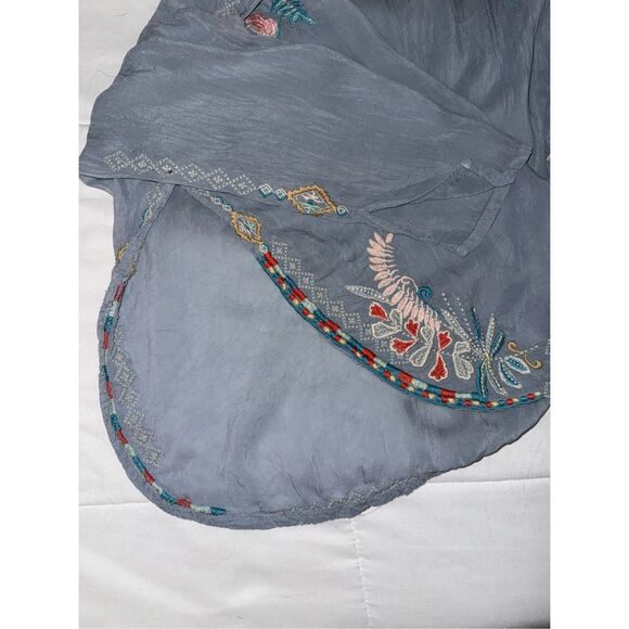 Johnny Was Embroidered Tunic Top/ Mini Dress Size Small– Light Blue 3/4 Sleeve B - Picture 10 of 16